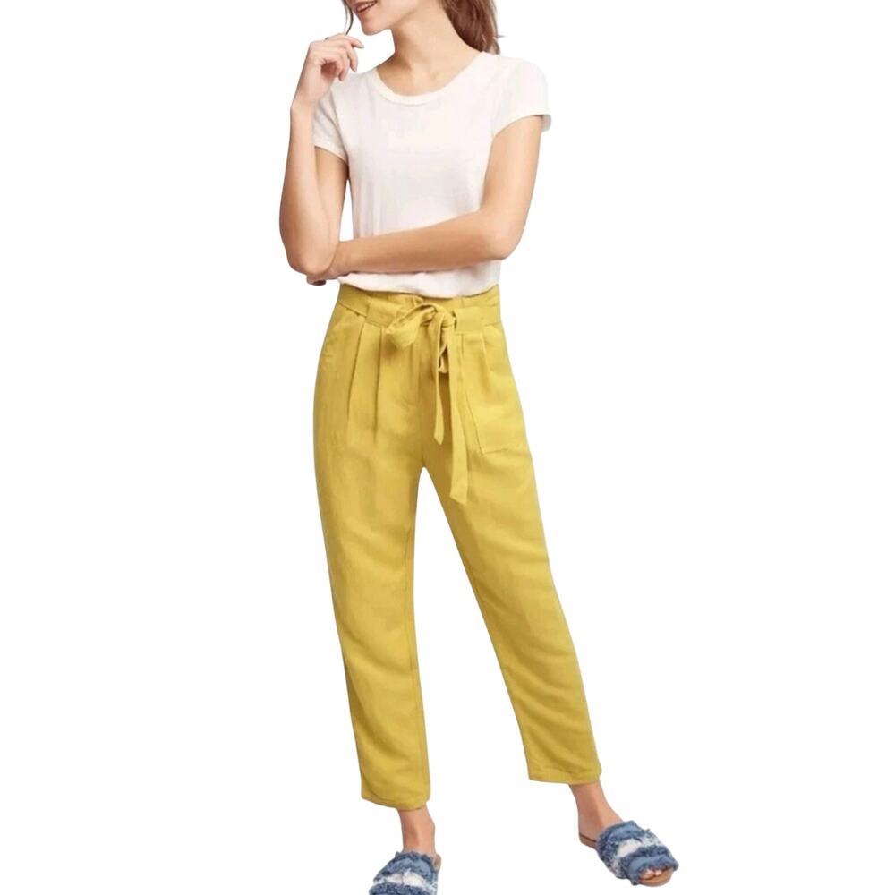 Anthropologie Mo:Vint New York Linen Blend Ankle Cropped Casual Pants Size Small - Picture 5 of 12